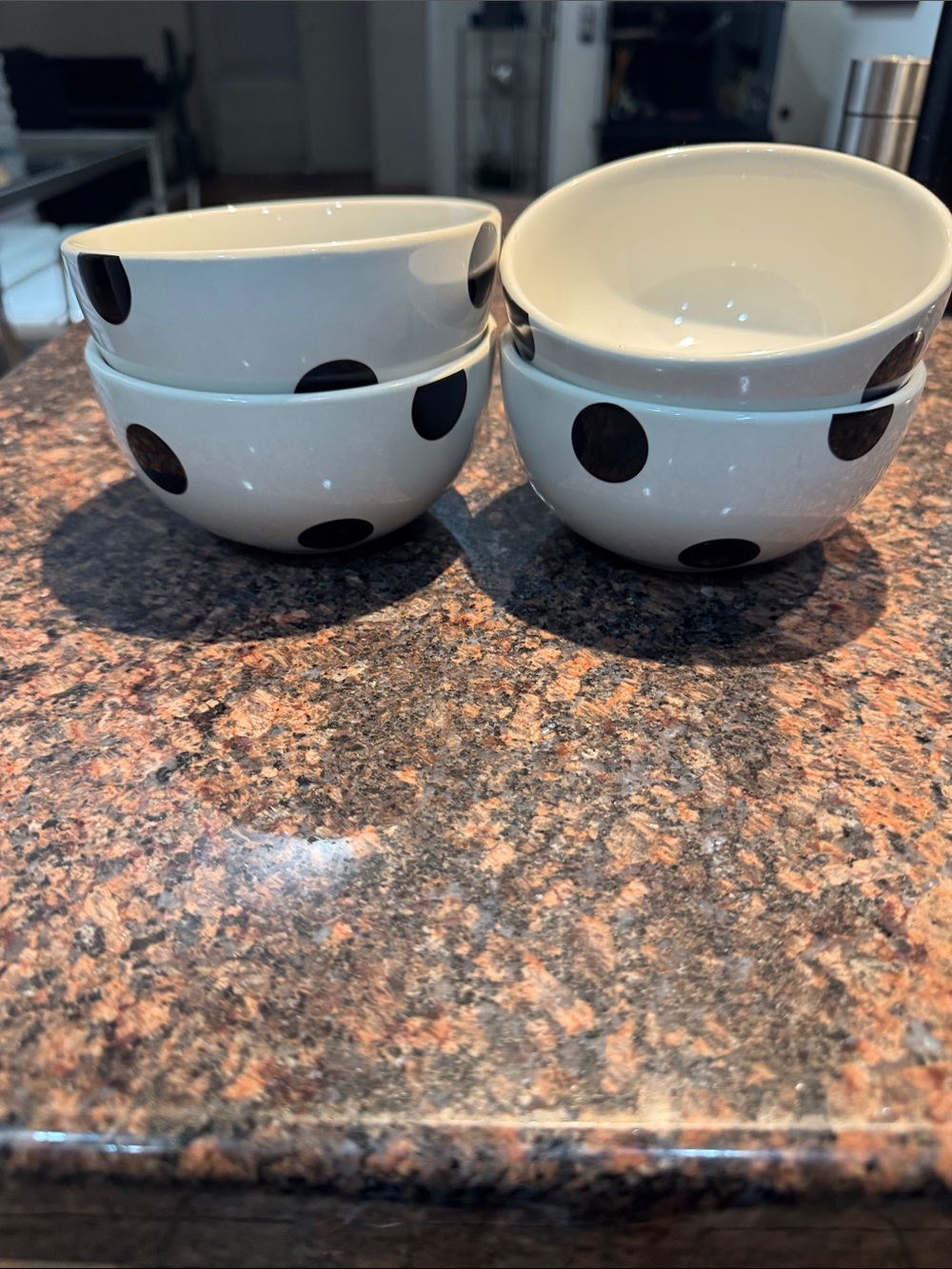 Kate Spade Lenox White Ceramic Polka Dot Bowls - Set of 4
